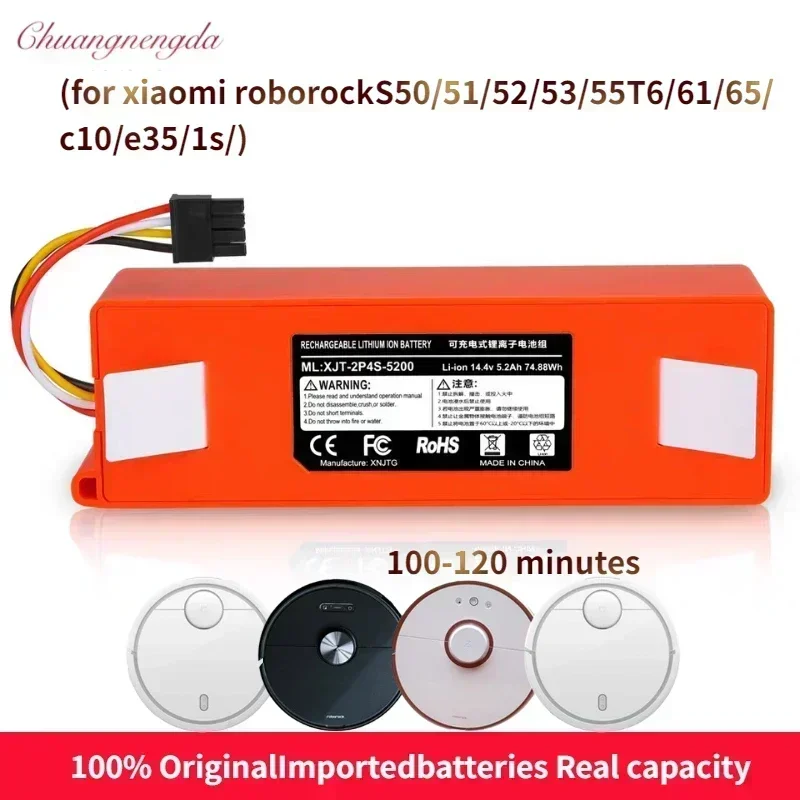 

100% NEW 9800mAh 14.4V 6.5Ah li-ion Battery Vacuum Cleaner accessories for xiaomi mi robot Robotics cleaner roborock S50 S51 T4