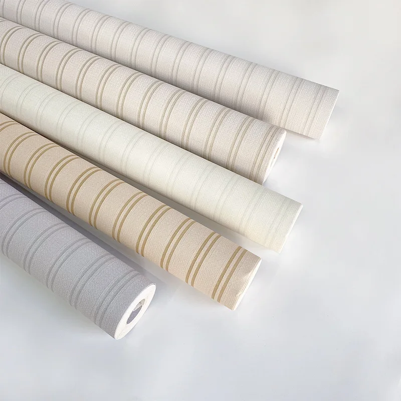 Papel de Parede Listrado Vertical Não Tecido Papel de Parede Cinza Moderno Sala e Decoração do Quarto