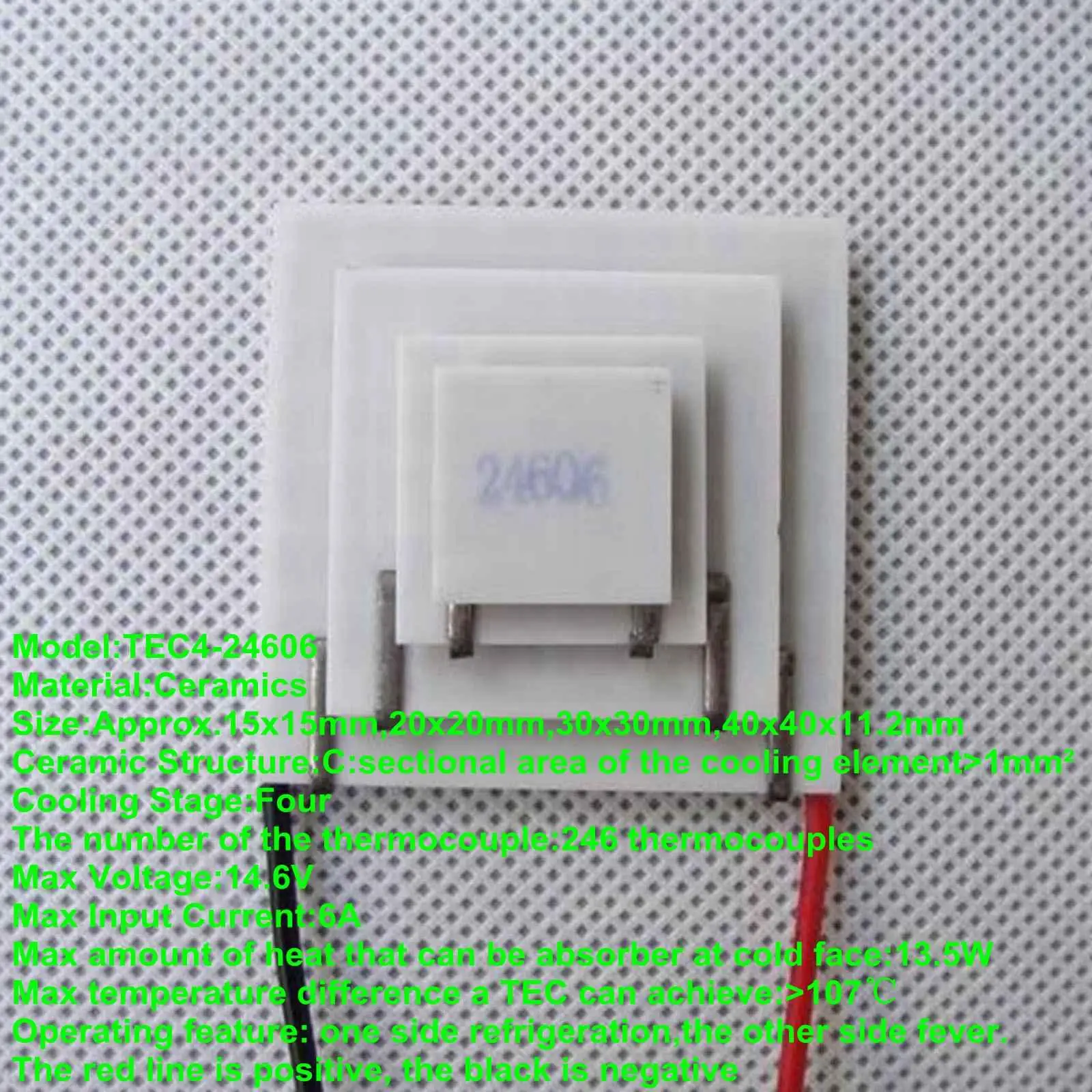 15x20x30x40mm 6A 14.6V 13.5W TEC4-24606 Thermoelectric Cooler Peltier Heatsink
