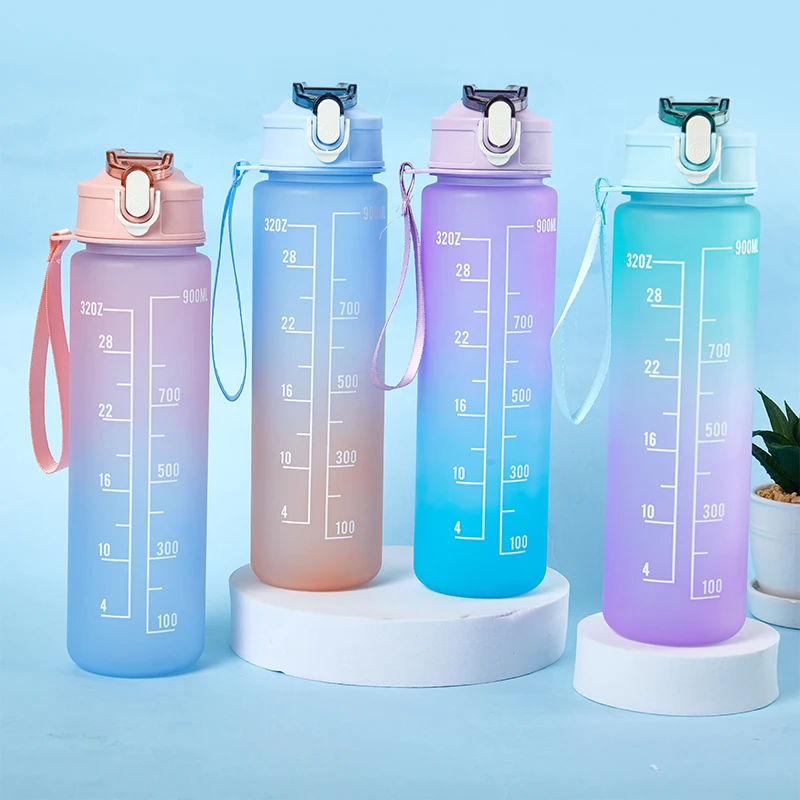 빨대 플라스틱 스포츠 물컵, 학생 음료수 병, 피트니스 저그, 스포츠 물병, 스페이스 컵, 900ml