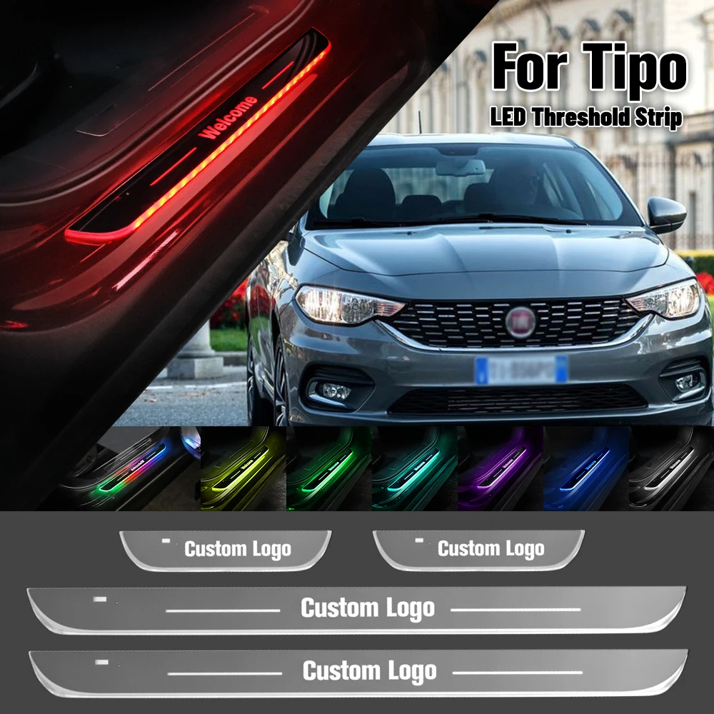 

For Fiat Tipo 2015-2019 Car Door Sill Light Customized Logo LED 2016 2017 2018 Welcome Threshold Pedal Lamp Accessories