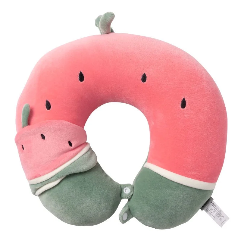 

Children's Pillow Crystal Velvet Fruit U-shaped Pillow Cute Watermelon Pineapple Travel with Eye Patch Family Neck Protection