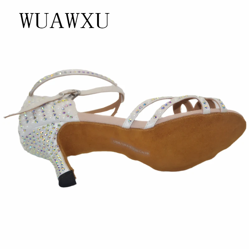 NATASHA's new Latin dance shoes white dance shoes inlaid with diamonds performance dance shoes adult female high heels high heel
