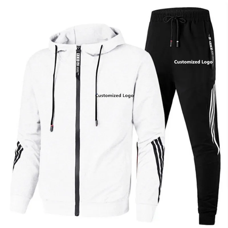 Spring Autumn Men Tracksuit Sets Hooded Pullover + Sweatpants Sports Suit Casual Jogger Sportswear 2 Pcs Male Streetwear Sets  ﻿