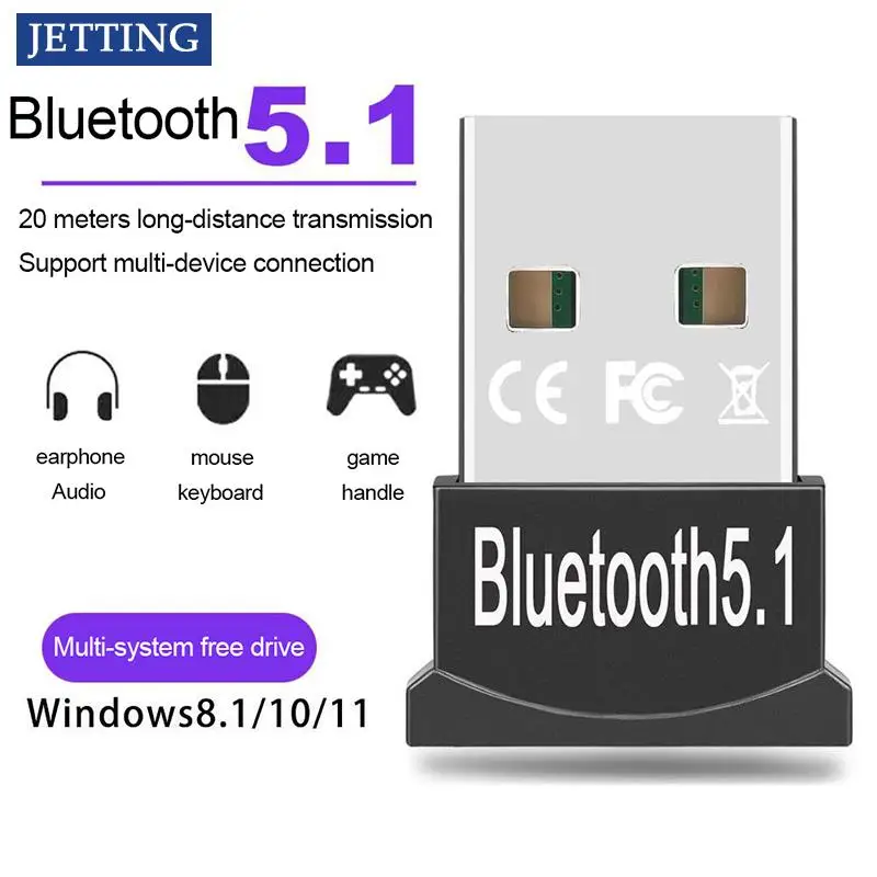 PC 노트북용 USB 블루투스 5.1 어댑터, 블루투스 전송, 음악 리시버 어댑터