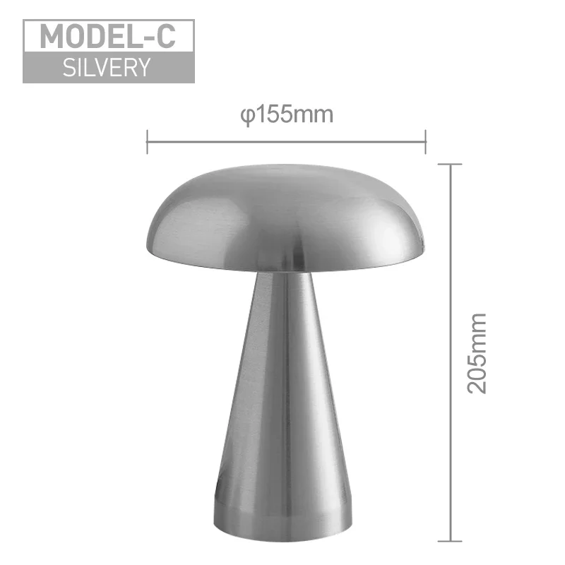 Metal Mushroom LED Home Decor Table Lamp Creative Living Room Bedroom Atmosphere Light USB Charge Touch Night Light Bar Lamp