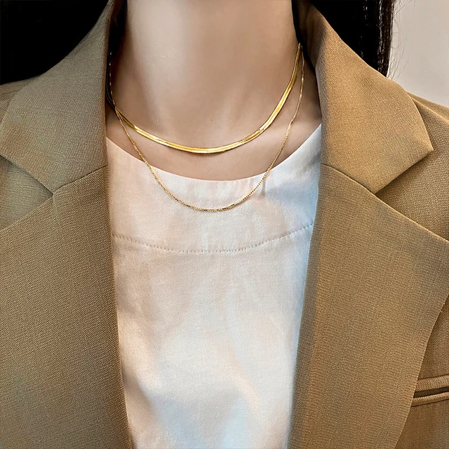 Luxury Fashion Stainless Steel Gold Plated Chain Necklace for Women Golden  Choker Necklaces for Woman Girl Gifts Party Jewelry