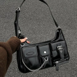 2023 New Women's Vintage Shoulder Bag Moto Style Spice Girls Chain Handbag Street Hip Hop Fashion Women's Bag Designer Handbag