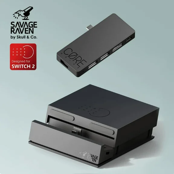 스컬앤코 세이베이브 레이븐 점프게이트 독 USB C 허브 휴대용 스탠드 도킹 스테이션 (스위치 2 및 OLED 게임 액세서리용)