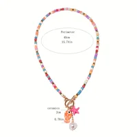 ZAKOL Bohemian Sea-Inspired Ceramic Fish & Starfish Pendant Necklace Dopamine Rainbow Color Beads Necklaces Beach Jewelry 6
