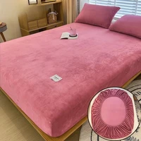 Warm Plush Fitted Sheet Elastic Mattress Cover Velvet Bed Cover Full Set Winter Soft Family Double Bed Bedding 120/150/180x200cm 1