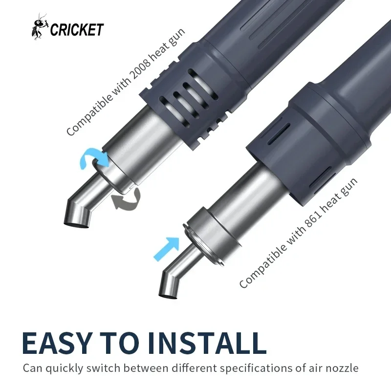 CRICKET 861 각진 뜨거운 공기총 깍지, 빠른 뜨거운 공기총과 호환 가능, 직접 블로우 깍지 액세서리, 850 2008 4 5 6 8 10 12mm