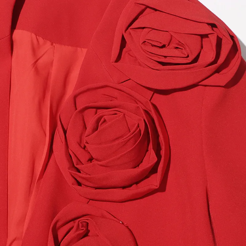 KBQ Patchwork Appliques Loose Blazer For Women Notched Collar Long Sleeve Spliced Single Breasted Chic Blazers Female Fashion