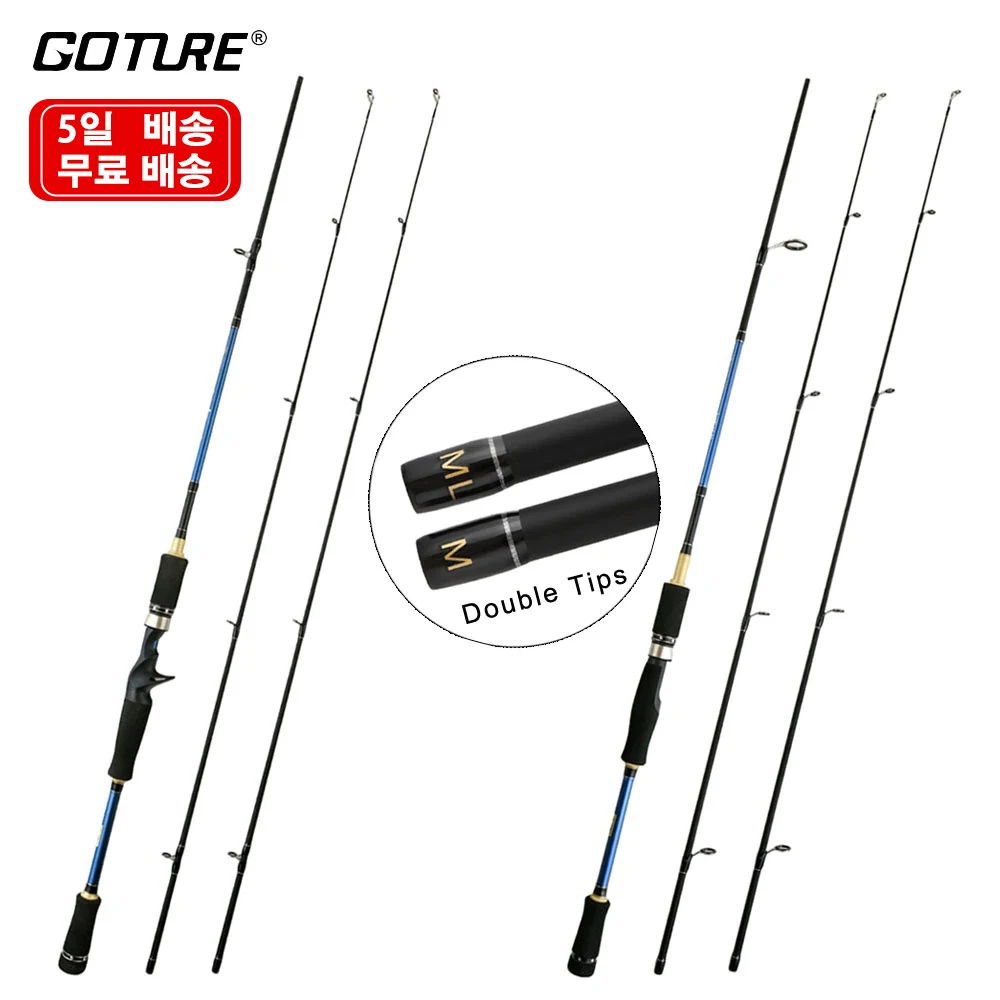 

Goture Portable Double Tips Spinning Casting Carbon Fiber Fishing Rod 1.8m 2.1m 2.4m M+ML Power Travel Rod Lure Weight 5-30g