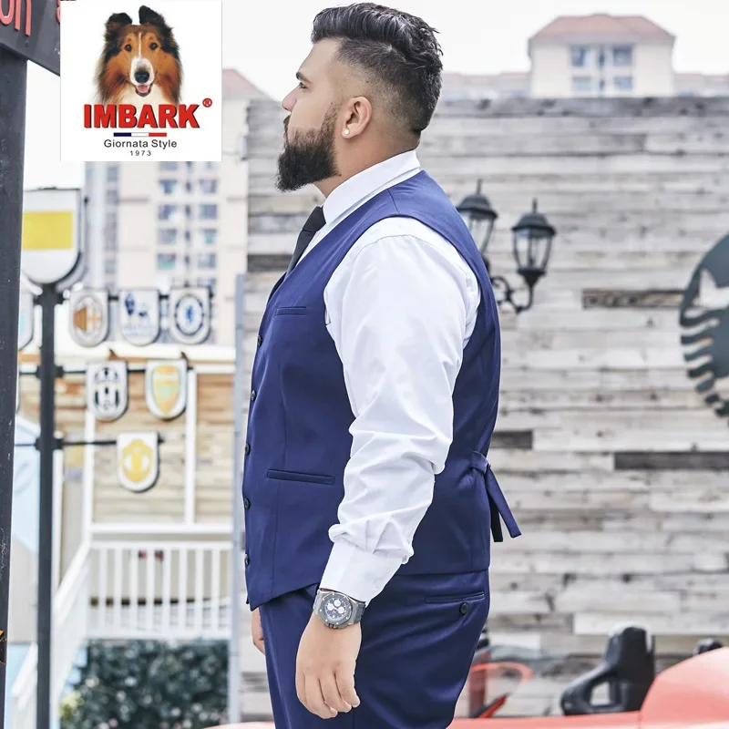 2025 Plus Size Suit Vest Men Solid Color Single Breasted Waistcoat For Host Groom Groomsmen Grey Black Navy Waist Coat 9XL 5