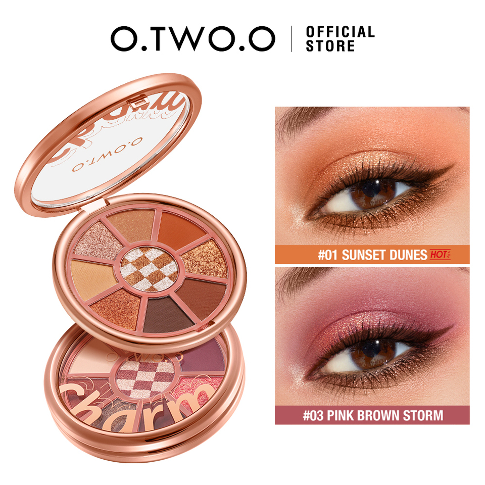 O.TWO.O 9 Colors Glitter Eyeshadow Palette Waterproof Smooth Pearly Shine Brighten Highlighter High-Pigment EyeShadow Eye Makeup
