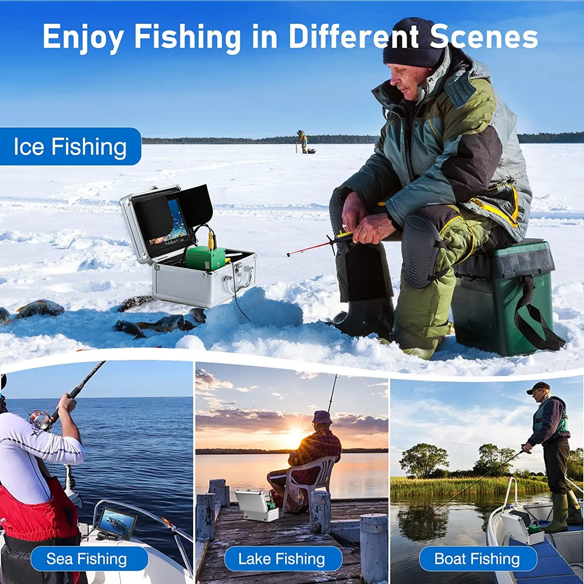 Fish Finder Underwater Fishing Camera DVR 7 LCD Monitor Waterproof Ice Fish  Gear 30pcs LED For Ice/Sea/River Winter Fishing - AliExpress