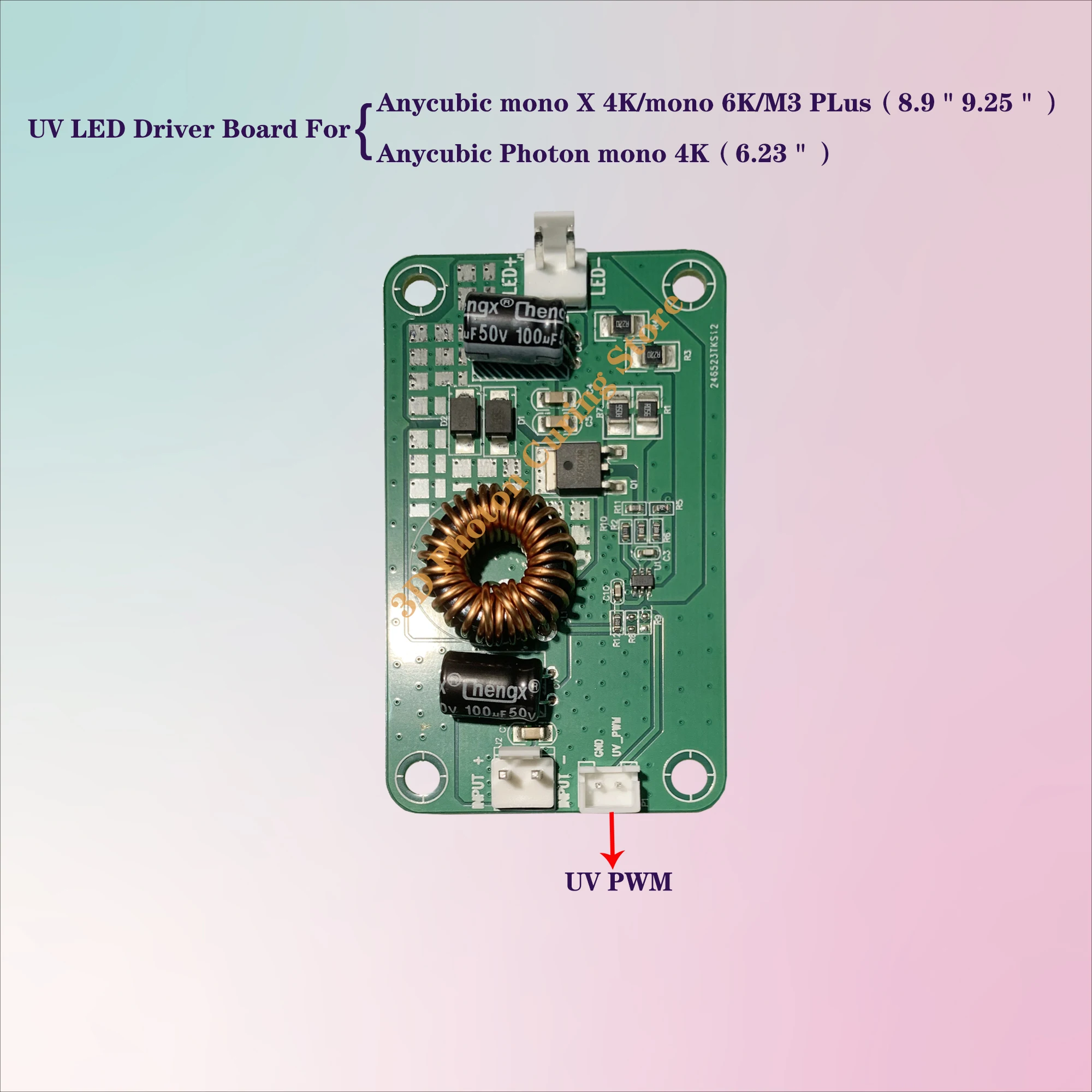 UV light source driver board for 3D printer with PWM dimming Anycubic photon mono X 4K 6K/M3 plus 8.9/9.25inch mono 4K/6.23-inch