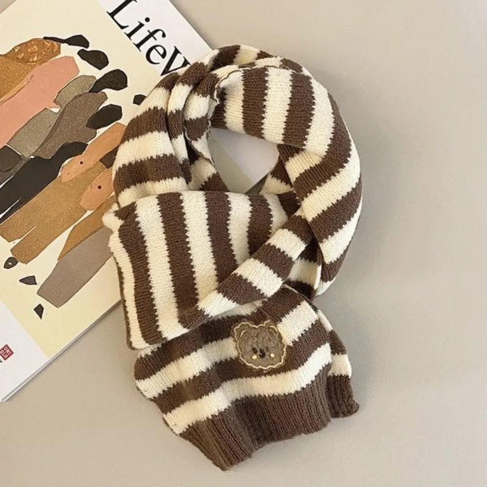 Durable Knitted Wool Plain Scarf Plain Milk Tea Color Baby Scarf Warm Kids Wool Scarves