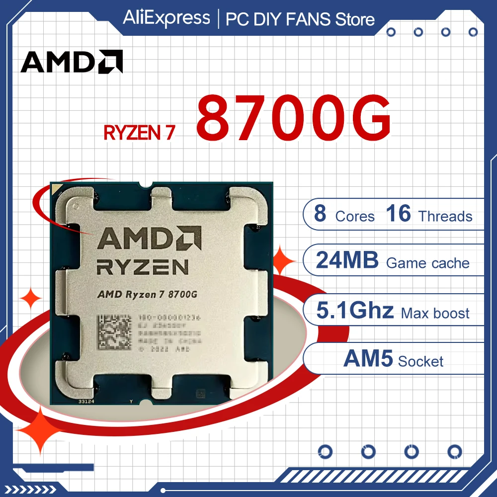 AMD Ryzen 7 8700G New R7 8700G 8-Core 16-Thread 4NM DDR5 5.1