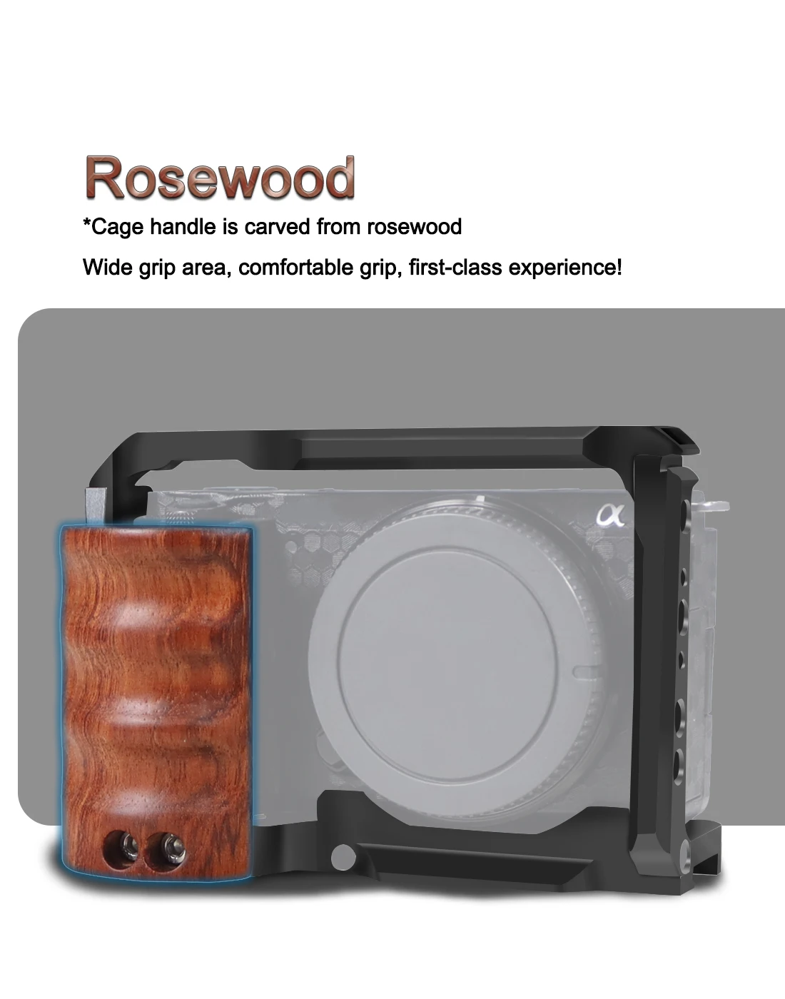 Zve10 Kamera käfig Holz Seiten griff oben Handgriff Schnell verschluss platte Käfig Rig Schutz für Sony Zve10 ZV-E10 DSLR-Kamera – Detail 2