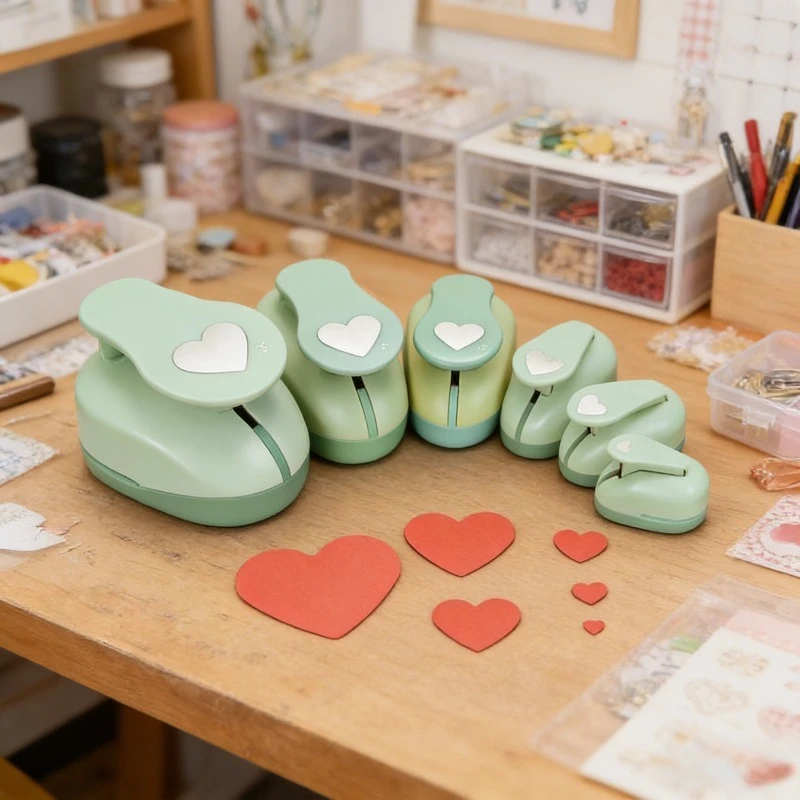 귀여운 하트 모양 종이 펀치, 휴대용 공예용 구멍 펀치 (스크랩북킹, DIY 앨범, 어린이 미술 및 공예 활동용)