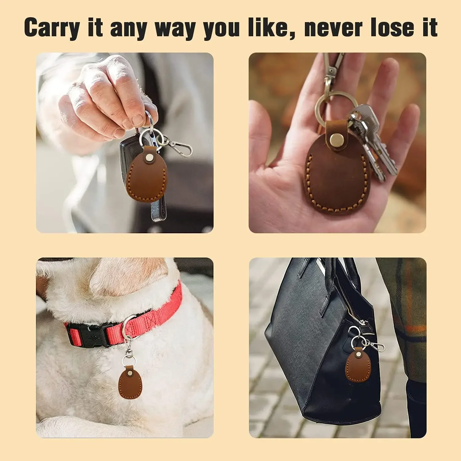 Premium Leather Keychain Holder - PU Leather Protective Case with Soft Coverage and Keyring