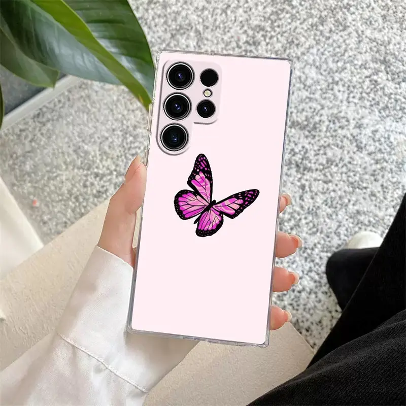 Elegant Beauty Pink Butterfly Phone Case - Clear Cover