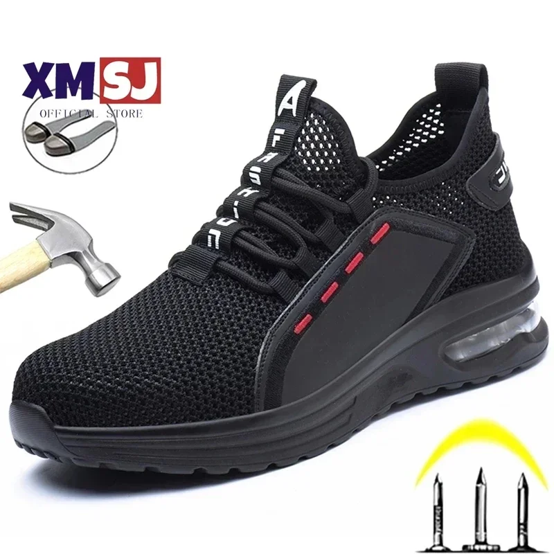 

Breathable Men Work Safety Shoes Anti-smashing Steel Toe Cap Working Boots Construction Indestructible Work Sneakers Men Shoes