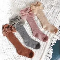 Winter Baby Long Socks Knitted Girls Knee High Socks Big Bows Warm Leg Warmer Children Cotton Socks Toddlers Boot Socks 0-5Years 1