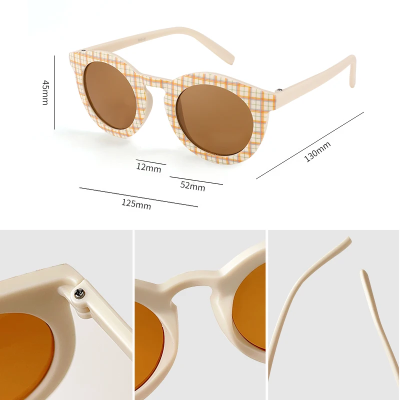 Kids Checker Panel Round Sunglasses 4