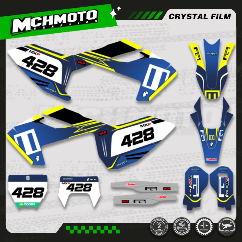 

MCHMFG для Husqvarna TC FC TX FX FS 2016 2017 2018 TE FE 2017 2018 2019, графическая наклейка, Набор наклеек с номером, именем, фон на заказ
