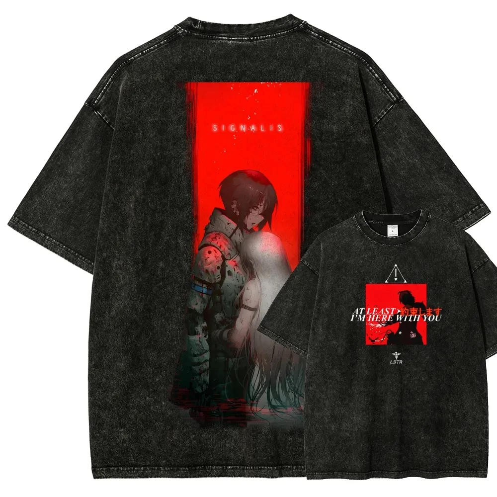 Heißes Survival-Horror-Spiel Signalis Grafik-Print T-Shirt für Herren und Damen Retro Gewaschene Baumwolle Weiches Lässiges Oversize-Oberteil Sommer Neues T-Shirt