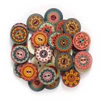 50/100PCS Vintage Painted Printed Wooden Buttons -15mm 20mm 25mm DIY Craft Accessories Handmade Exquisitely Decorated 1