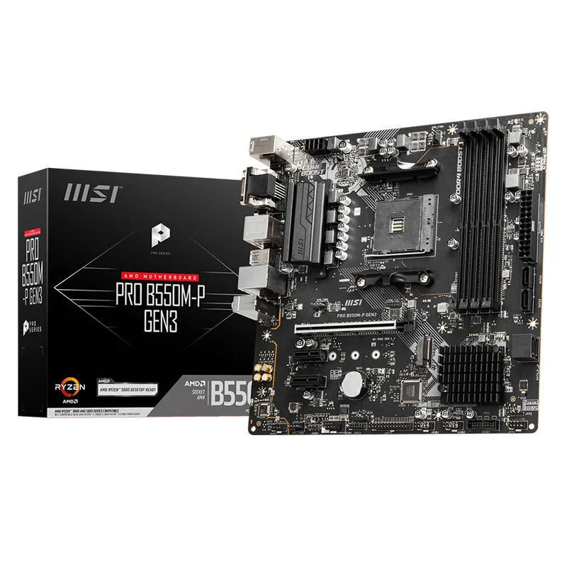 Scheda Madre Msi Pro B550M-P Gen3 M-Atx Amd B550 128Gb Ddr4 M.2 Sata3 Usb3.2 Supporto Socket Cpu Amd Am4 Placa