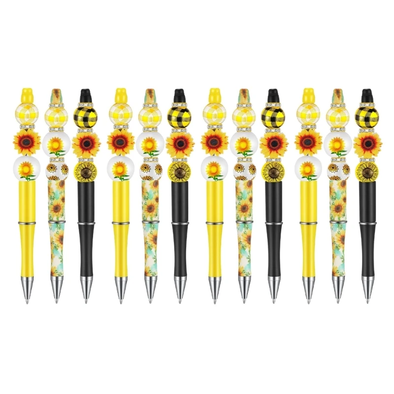 86Pcs DIY Beadable Ballpoint Pen with Floral Beads, Beads, DIY Office Stationery for Christmas Party Favor