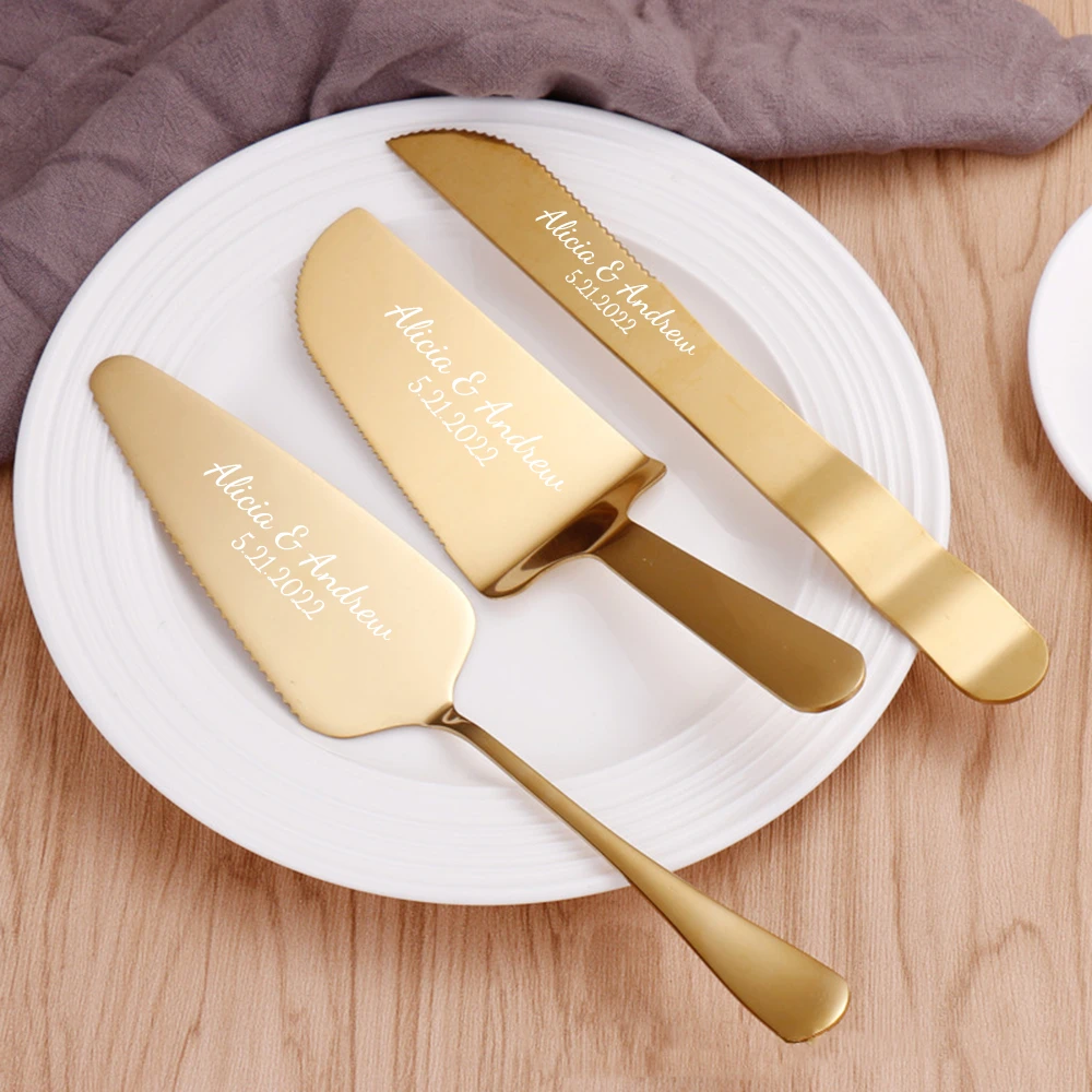3pcs/Set Personalized Pastry Stainless Steel Wedding Cake Knife Set