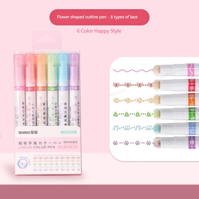 다채로운 컬러와 편리한 사용성을 갖춘 라인 모양 펜 세트