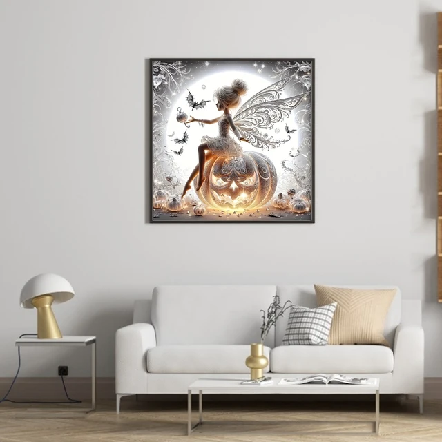 Fil de coton écologique à broder complet 11CT, Kit de points de croix féeriques imprimés 40x40cm 2