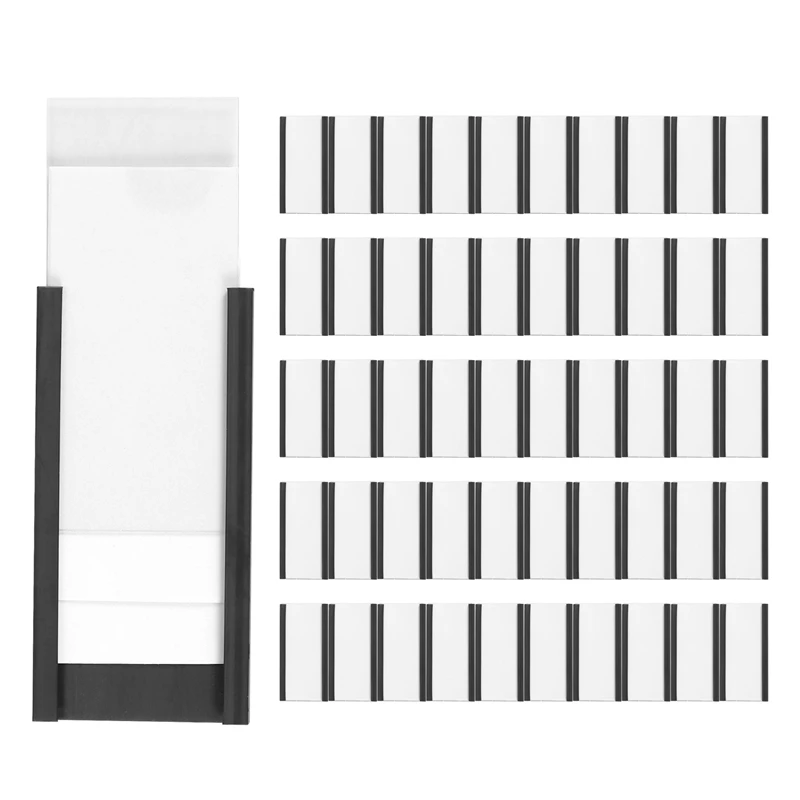 

50Pcs Magnetic Label Holders With Magnetic Data Card Holders With Clear Plastic Protectors For Metal Shelf (1 X 2 Inch)