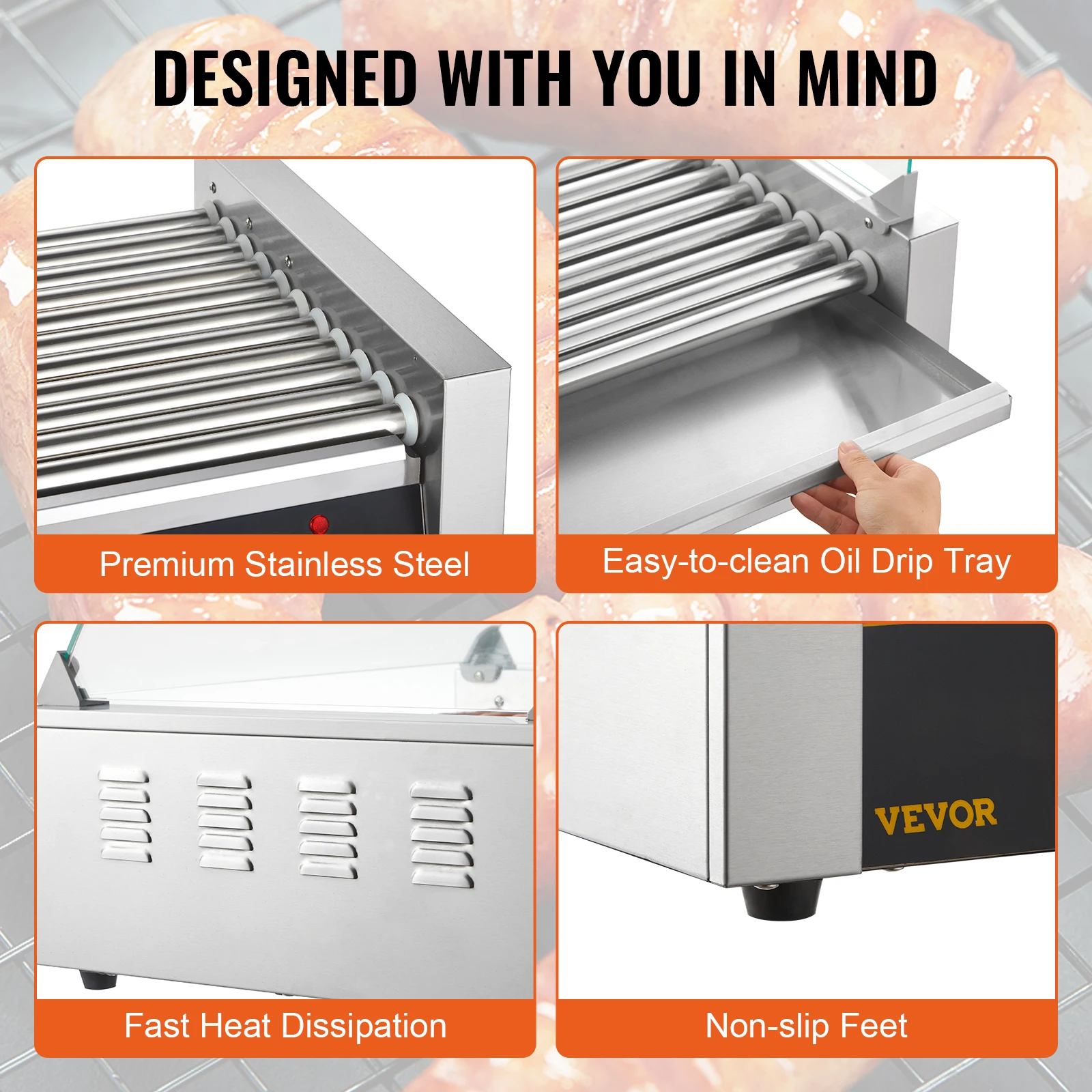 SucceBuy 5/7/11 Rods Commercial Hot Dog Roller Electric Sausage Maker Barbecue Grill Machine for Camping Party Home Appliance 6
