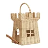 Hand-woven Storage Baskets Rustic Vacation Picnic Carrying Basket Children Design Cute Rattan Castle Bag Kids Toys Photo Props 5