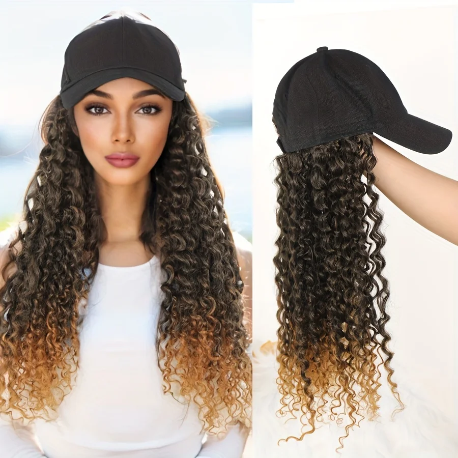 Synthetic 14-Inch Corn Wavy Hair Extension Baseball Cap - Adjustable Fit, Natural Look, Multiple Colors for All Occasions