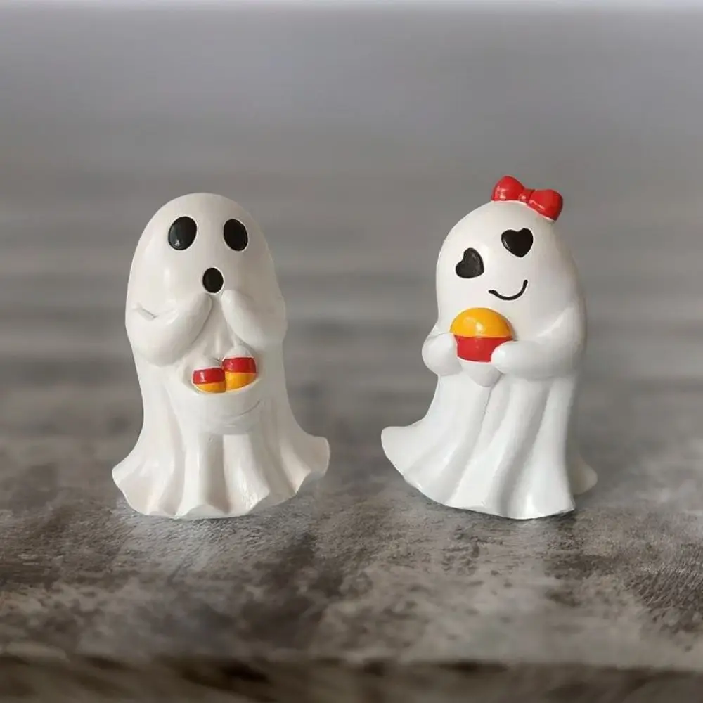 Atmosphere Decoration Resin Halloween Ghost Figurine Cute Cartoon Ghost Art Sculpture Waterproof Ghost Statue Ornament Bedroom