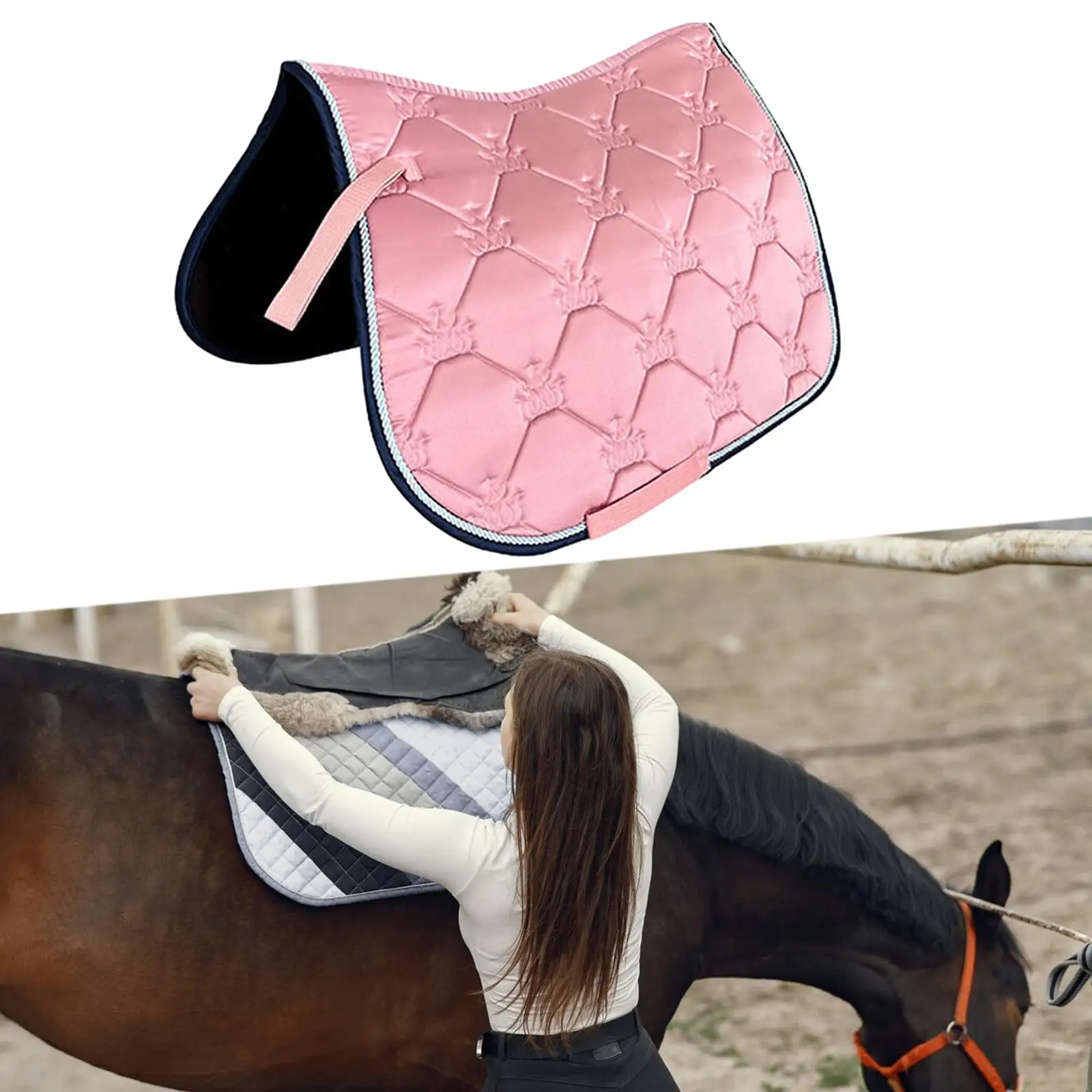 Saddle Pad for Horse Thickening Protection Non Slip Riding Sponge Lining Portable Seat Cushion Breathable Dressage Pad Shock