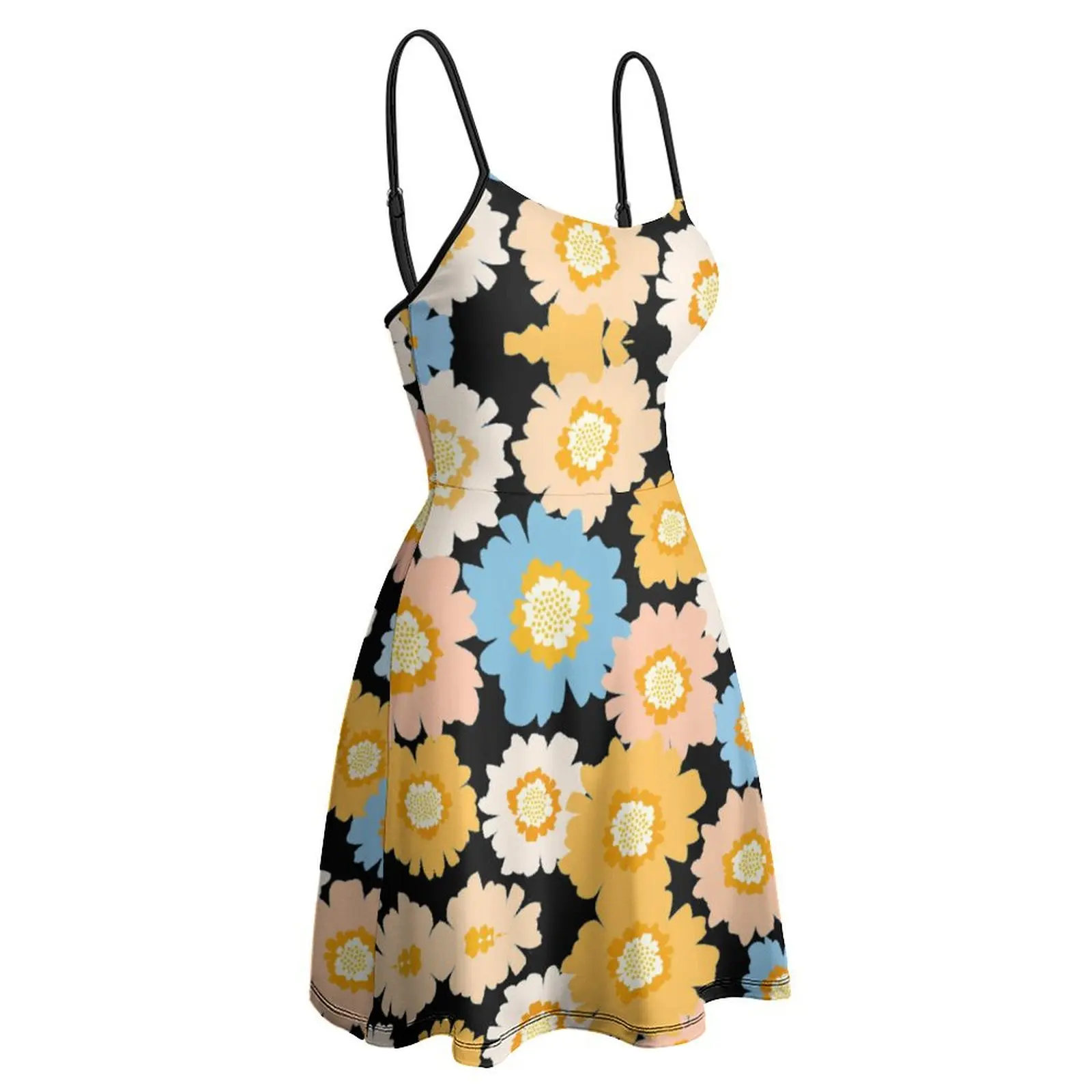 

Sunflowers In The Sky 2 Shoes Slip Graphic Sexy Woman's Gown Women's Sling Dress Humor Graphic Parties Strappy Dress