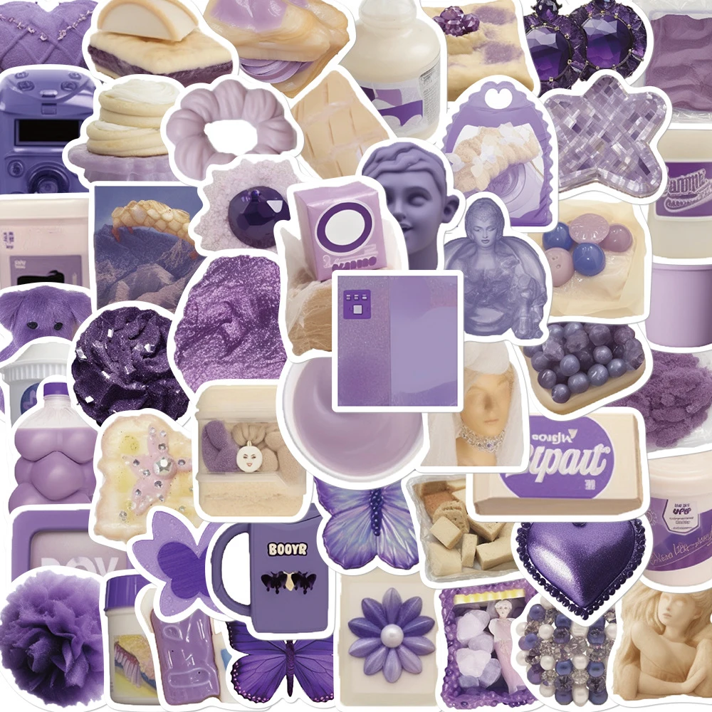 

10/30/50PCS INS Style Purple Cartoon Stickers Aesthetic Minimalist Decoration Decals DIY Bike Laptop Diary Cute Kid Girl Sticker