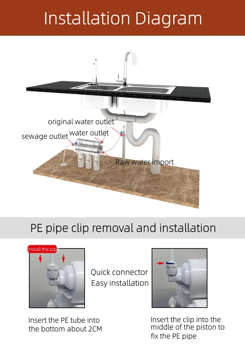 Water filters Water purifier filter system 5 stages drinking filter system for kitchen 3+2