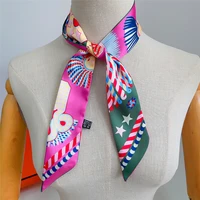 Brand Design Twill 100% Silk Scarf Luxury Fashion Scarf Women Foulard Skinny Bag Scarves New Hot Neckerchief Hair Headband - Image 3