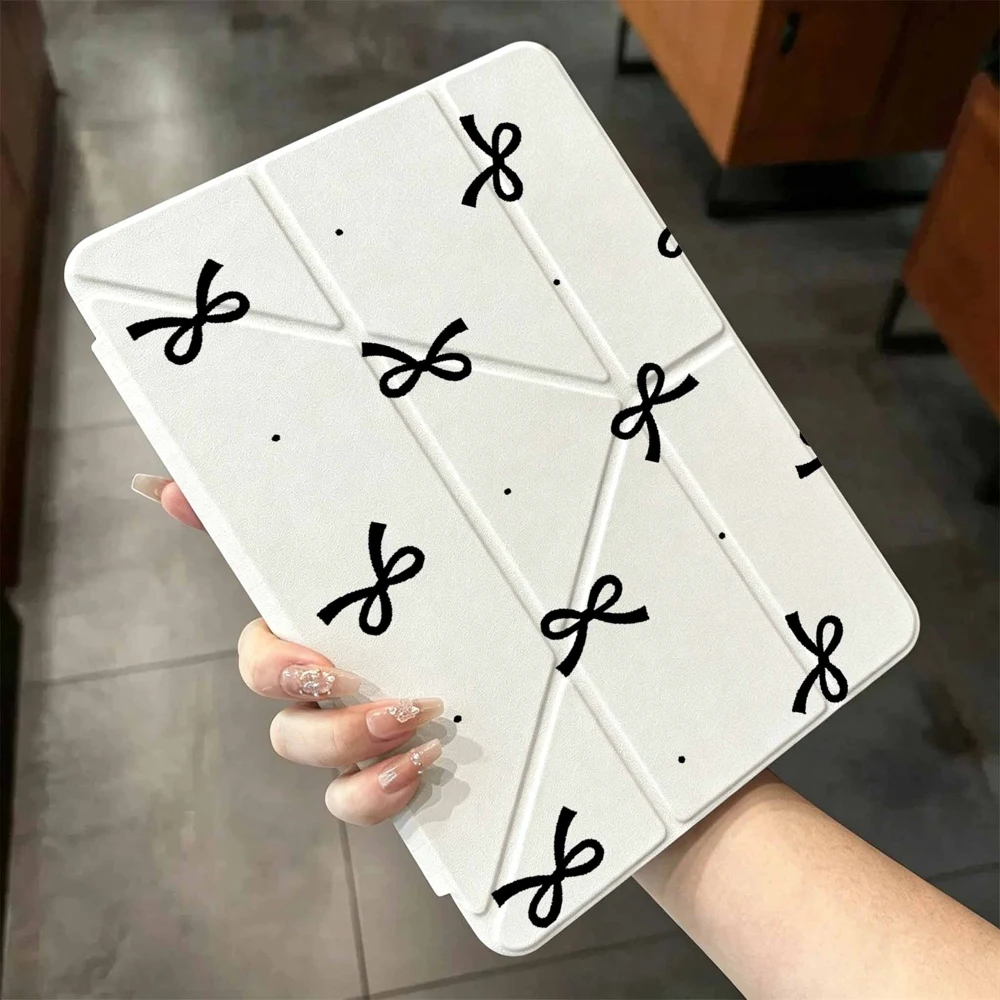 Elegant Black Bow Tablet Case with Pen Slot - Protective Cover